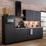 keuken breitner ebony zwart hout met cooker kraan en zwarte apparatuur