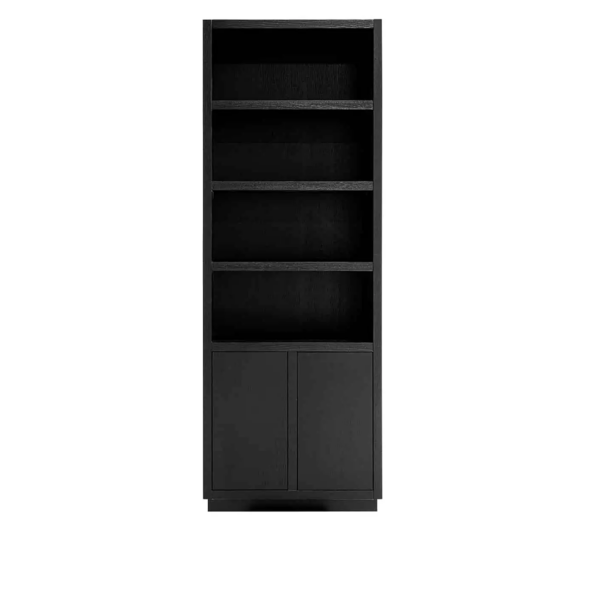 boekenkast oakura in eiken zwart met 4 vakken en 2 deuren richmond interiors