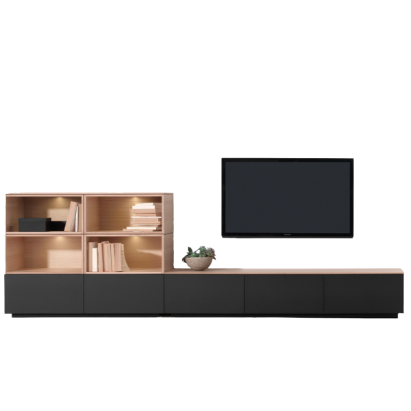 Tv meubel Cas 109 van saunaco zwart met hout