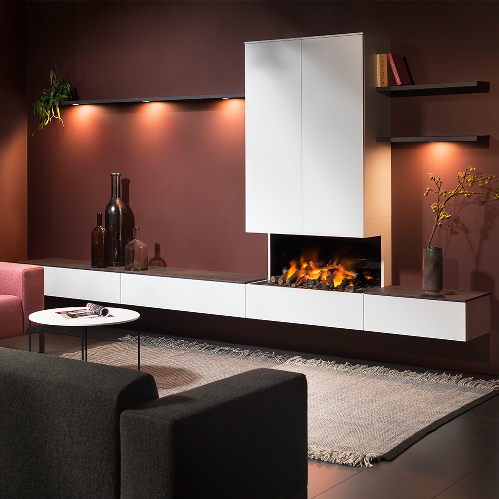 Zwevend meubel design van interstar met sfeerhaard elektrisch