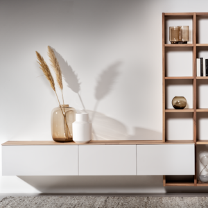 Zwevend tv meubel dressoir scandinavisch wit eikenhout
