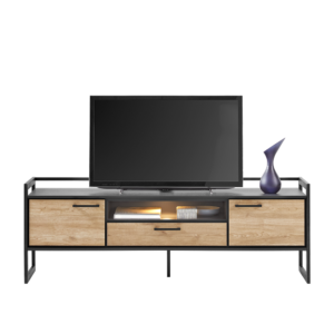 Tv meubel kantaro in hpl hout melamine bruin en zwart. perfecte tv kast.