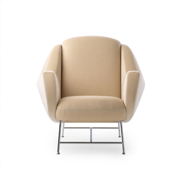 fauteuil anton stof mondo beige met rvs onderstel design leolux