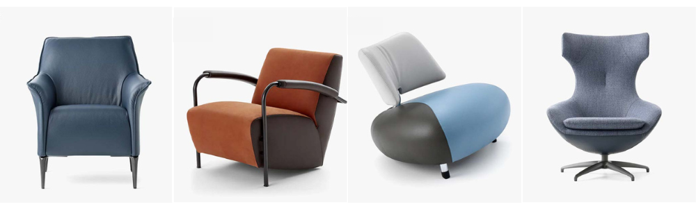 Design klassiekers fauteuils in verschillende kleuren en modellen