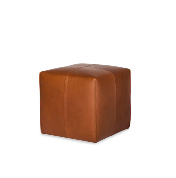 Vierkante poef kub van EYYE in leder donker bruin
