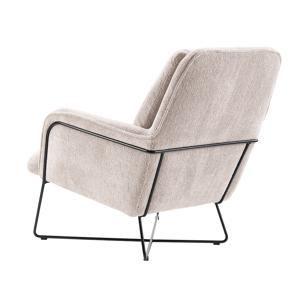 achterzijde fauteuil Olanto L.grey inhouse cruquius stoelen stof zwart metaal frame