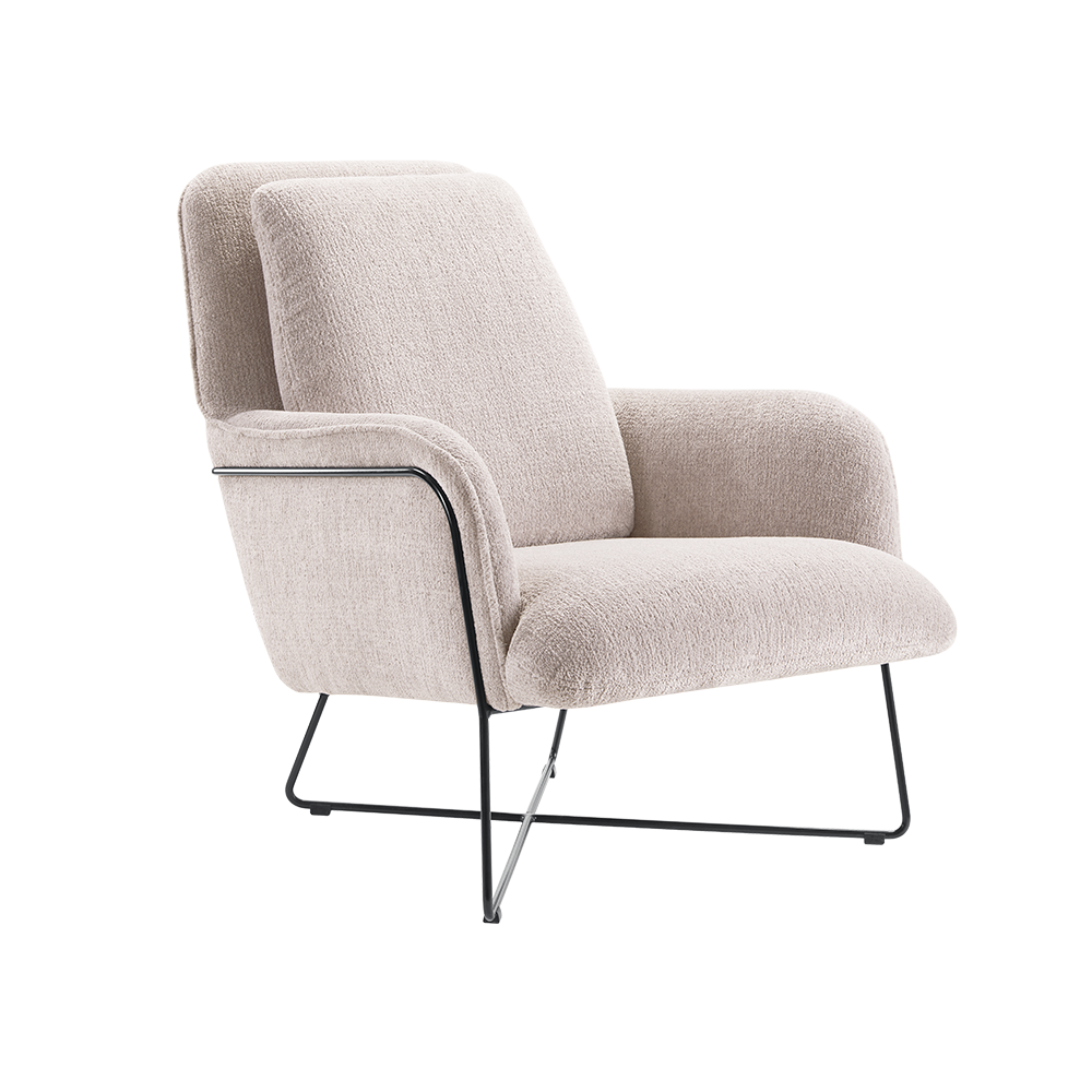zijde fauteuil Olanto L.grey inhouse cruquius stoelen stof zwart metaal frame