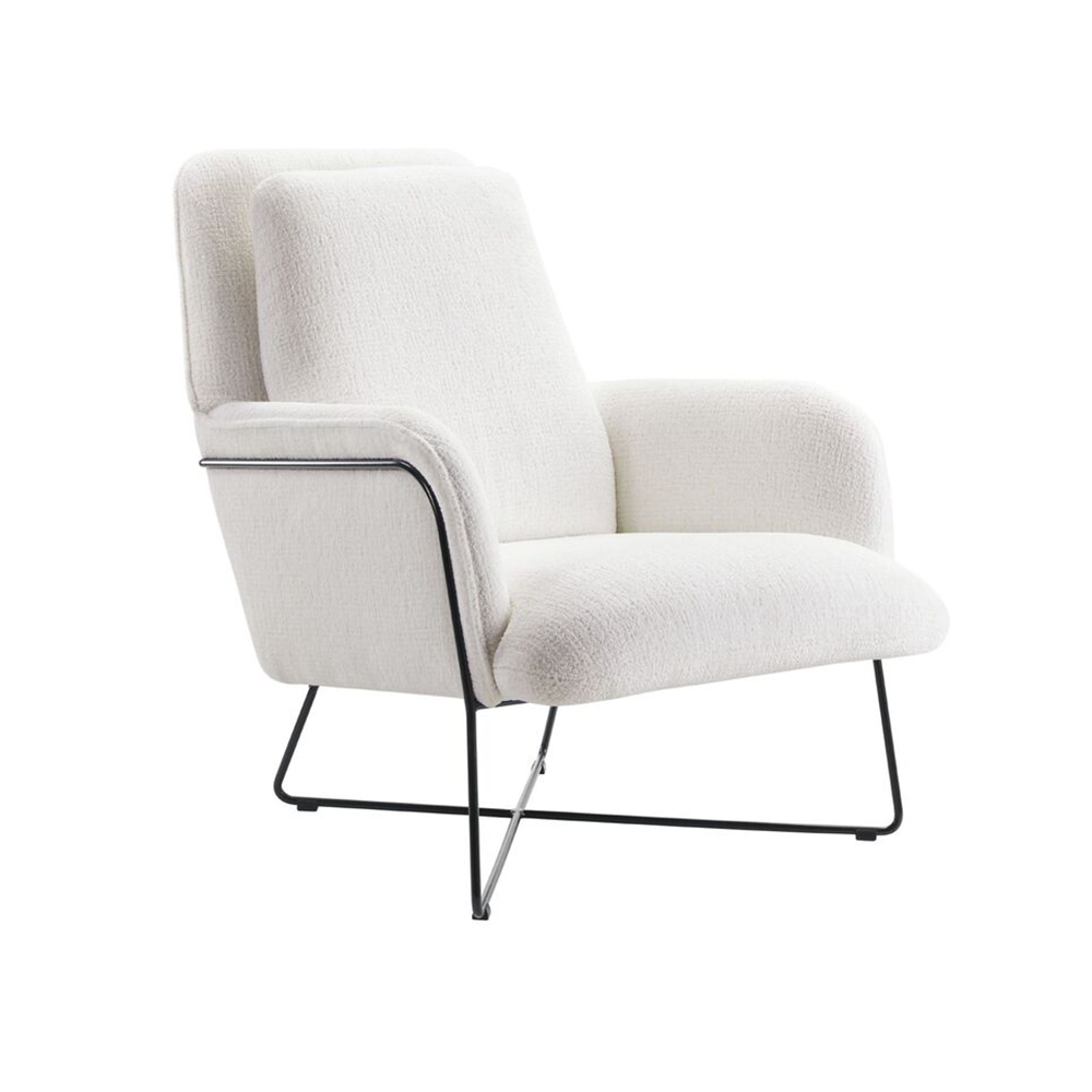 zijde fauteuil Olanto wit inhouse cruquius stoelen stof zwart metaal frame