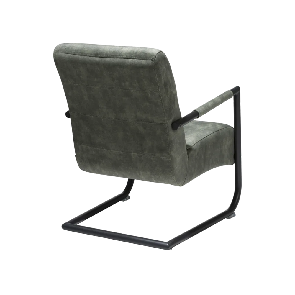 fauteuil angelica leder groen met zwarte frame achterkant