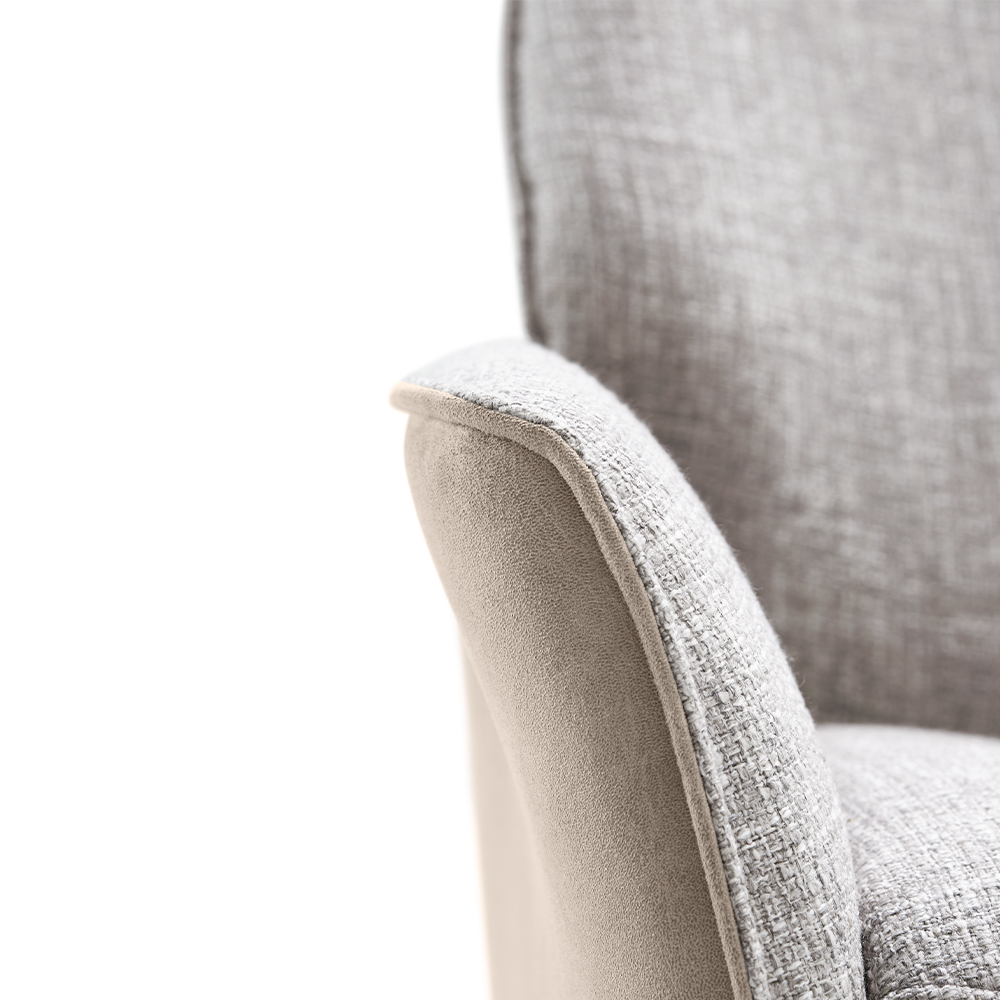 detail arm relaxfauteuil calabritto in stof baenks cruquius draaistoelen design