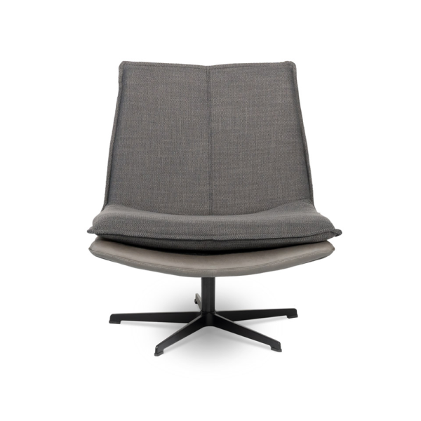 fauteuil dream van designwerk grijs stof en leder met stervoet zwart