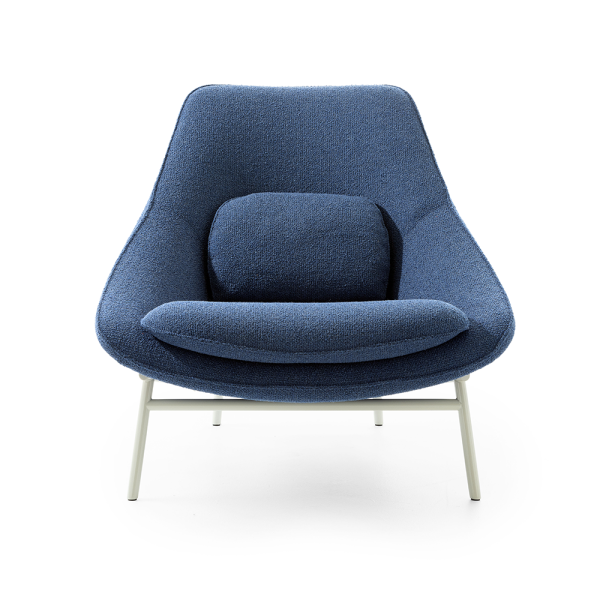 fauteuil tresto pode designstoelen stof blauw met rvs onderstel