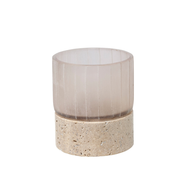 kandelaar yali stone frosted glas beige small dome deco cruquius