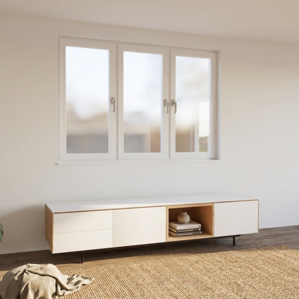 lowboard, Nyro, tv-meubel, tv-kast, mediameubel, opbergruimte, moderne meubels, strak design, woonkamer, designmeubel, kast, tv-dressoir
