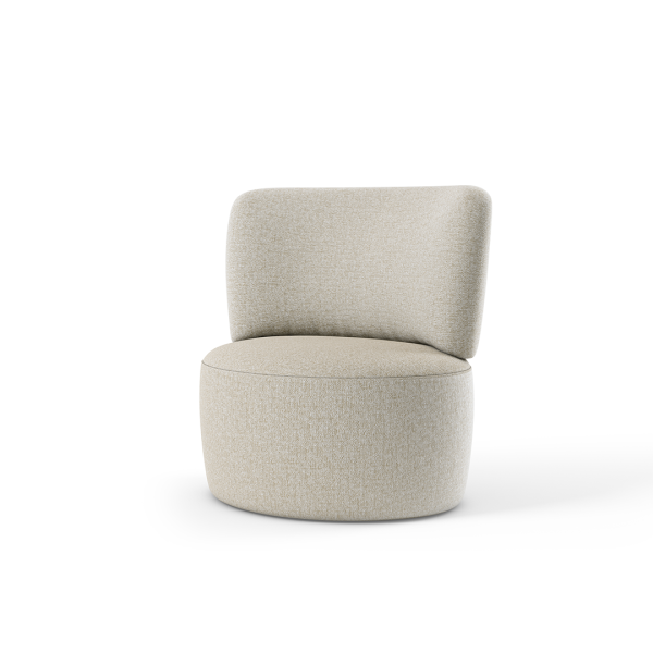 Fauteuil Cosenza van Hofstede Raanhuis met kenmerkende invallende rug en elegante vormgeving in neutrale stoffering