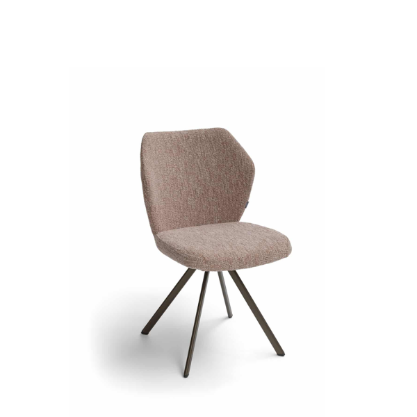 Moderne eetkamerstoel Toby van Brees New World met metalen frame en gestoffeerde zitting in neutrale kleur