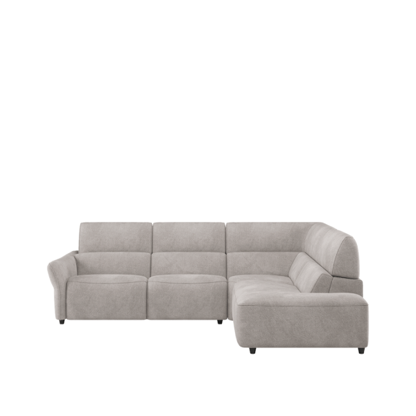 Hoekbank Anglet met ottomane en comfortabele kussens in moderne stofuitvoering