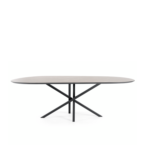 eettafel lincoln road, eettafel, organische vorm, marmerlook, Lincoln Road, BAENKS, design tafel, HPL blad, stalen onderstel