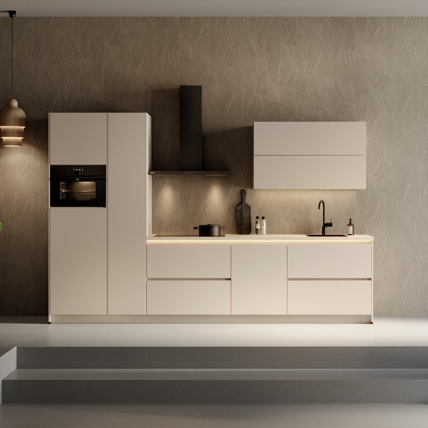 Keuken Luanda in moderne uitvoering met strakke fronten en complete inbouwapparatuur