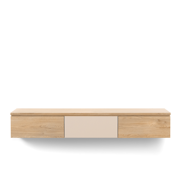 TV dressoir Warani 150 cm van INHOUSE in zwart met hangend design en kleppen