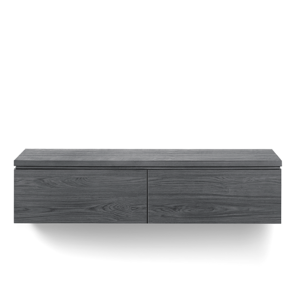 TV dressoir Warani 100 cm van INHOUSE in zwart met hangend design en kleppen