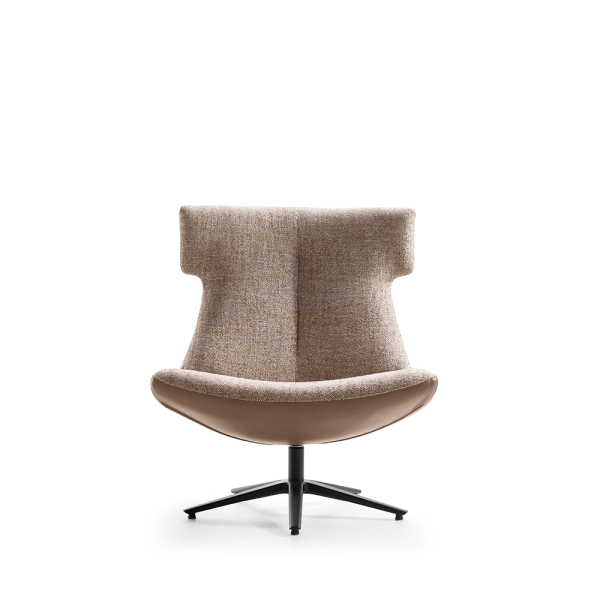 Baenks fauteuil Hickson in taupe met hoge rug en metalen draaipoot