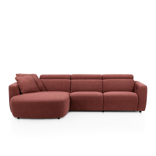 Hoekbank Cantello van XOOON met organische vormen, curved longchair, verstelbare hoofdsteunen en optionele relaxfunctie.
